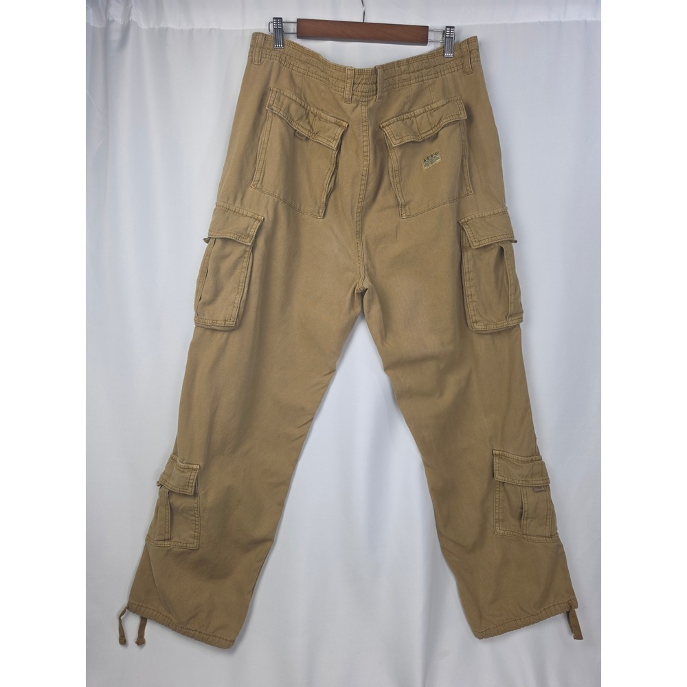 Aeropostale Mens Baggy Cargo Pants Khaki Tan Cotton Utility Trousers XL